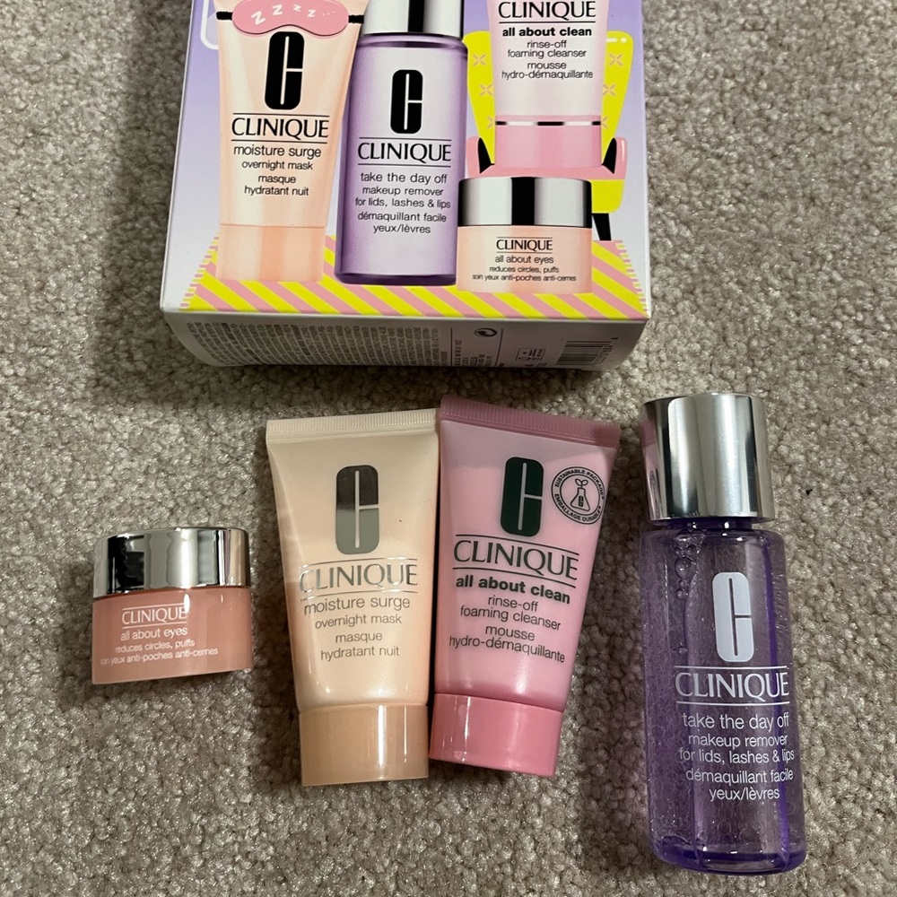 Clinique skincare 4 pc set New in box!makeup remover/cleanser/eye cream/mask GWP - Picture 1 of 7